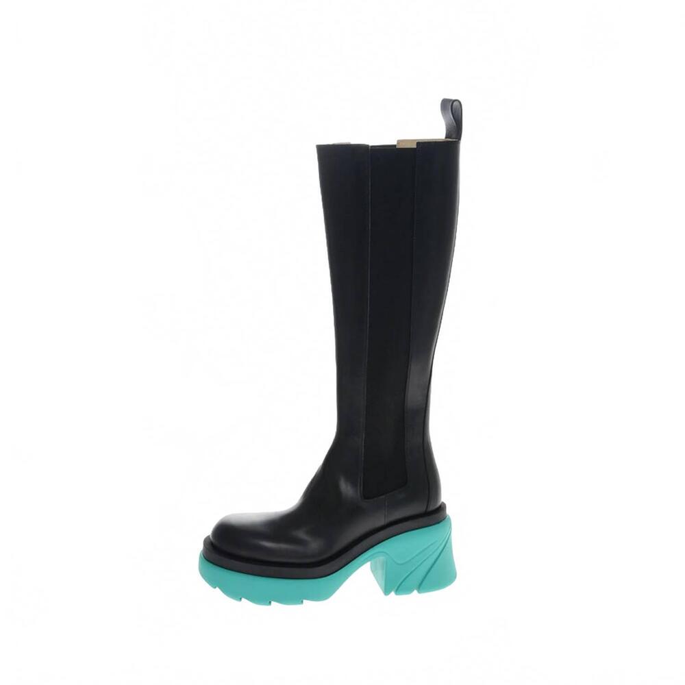 NEW BOTTEGA VENETA women's flash high chelsea boots in black/blue